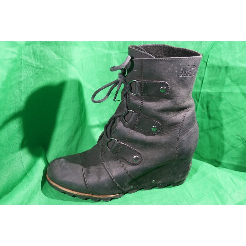 Sorel Joan of Arctic II Wedge Boots Black Leather Women's US 10 - Picture 6 of 9